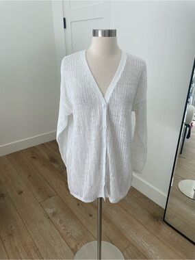 Splendid White Open Knit Button-Front Cardigan